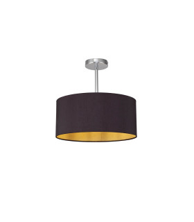 Baymont Polished Chrome E27 Semi Flush With 40cm x 18cm Dual Faux Silk Shade Midnight Black/Green Olive-1