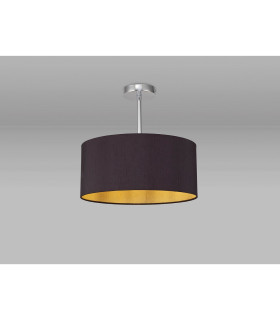 Baymont Polished Chrome E27 Semi Flush With 40cm x 18cm Dual Faux Silk Shade Midnight Black/Green Olive-2