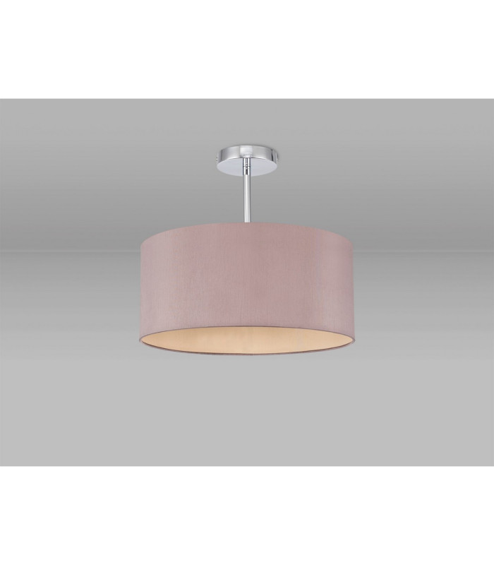 Baymont Polished Chrome E27 Semi Flush With 40cm x 18cm Dual Faux Silk Shade Taupe/Halo Gold-11