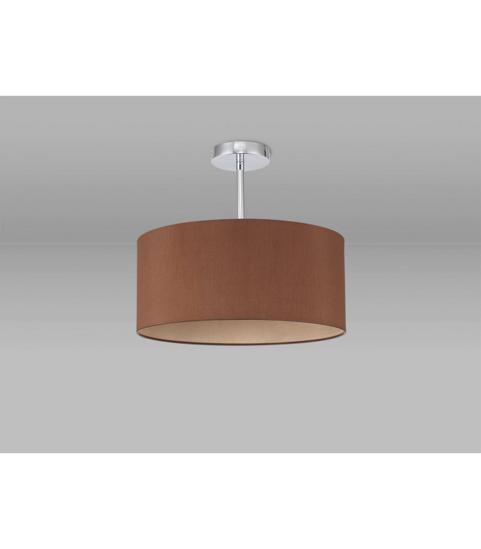 Baymont Polished Chrome E27 Semi Flush With 40cm x 18cm Dual Faux Silk Shade Raw Cocoa/Grecian Bronze-11