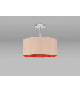 Baymont Polished Chrome E27 Semi Flush With 40cm x 18cm Dual Faux Silk Shade Antique Gold/Ruby-2
