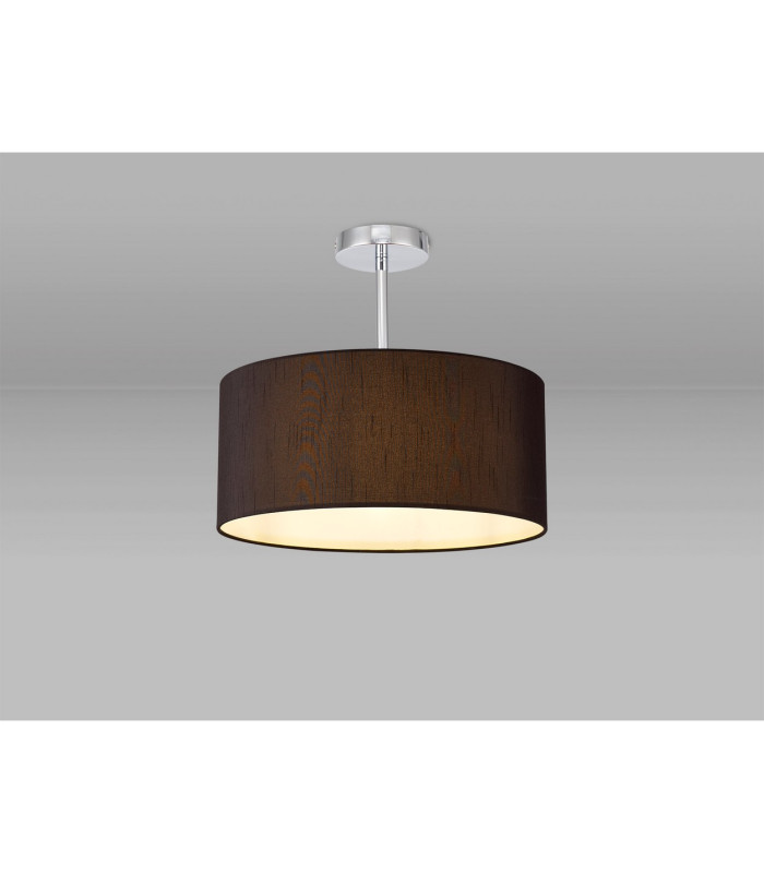 Baymont Polished Chrome E27 Semi Flush With 40cm x 18cm Faux Silk Shade Black/White Laminate-2
