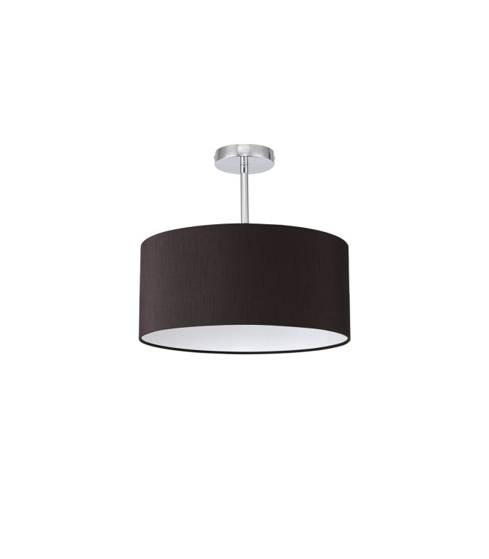 Baymont Polished Chrome E27 Semi Flush With 40cm x 18cm Faux Silk Shade Black/White Laminate-4