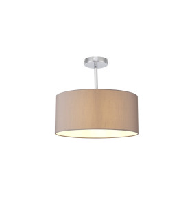 Baymont Polished Chrome E27 Semi Flush With 40cm x 18cm Faux Silk Shade Grey/White Laminate-1