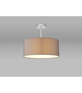 Baymont Polished Chrome E27 Semi Flush With 40cm x 18cm Faux Silk Shade Grey/White Laminate-2