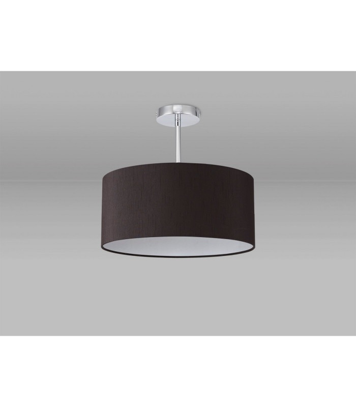 Baymont Polished Chrome E27 Semi Flush With 40cm x 18cm Faux Silk Shade Black/White Laminate-11