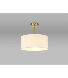 Baymont Antique Brass E27 Semi Flush With 40cm x 18cm Faux Silk Shade Ivory Pearl/White Laminate-2