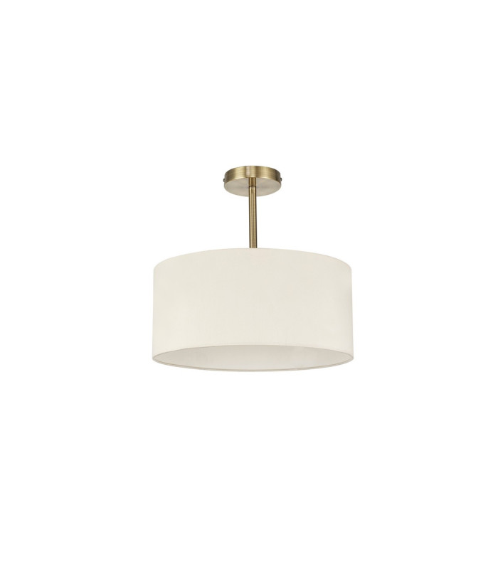 Baymont Antique Brass E27 Semi Flush With 40cm x 18cm Faux Silk Shade Ivory Pearl/White Laminate-4