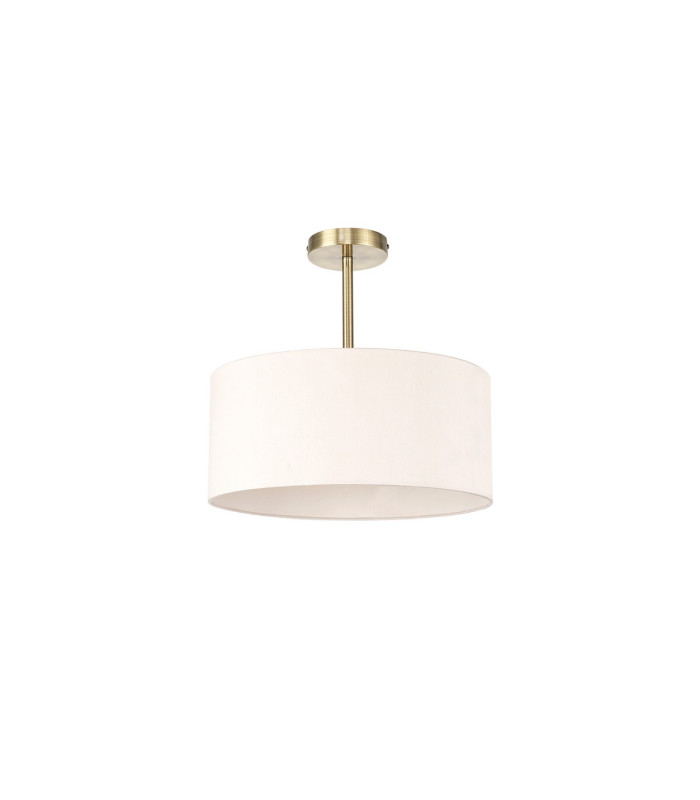 Baymont Antique Brass E27 Semi Flush With 40cm x 18cm Dual Faux Silk Shade Nude Beige/Moonlight-4