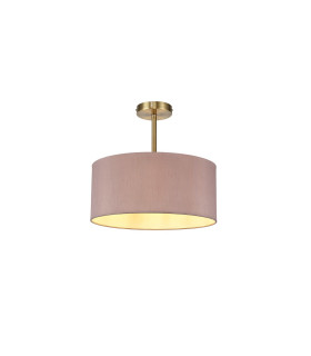 Baymont Antique Brass E27 Semi Flush With 40cm x 18cm Dual Faux Silk Shade Taupe/Halo Gold-1