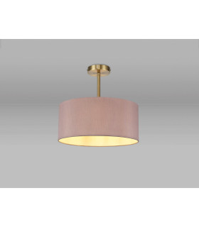 Baymont Antique Brass E27 Semi Flush With 40cm x 18cm Dual Faux Silk Shade Taupe/Halo Gold-2