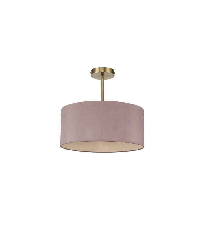 Baymont Antique Brass E27 Semi Flush With 40cm x 18cm Dual Faux Silk Shade Taupe/Halo Gold-4