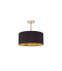 Baymont Antique Brass E27 Semi Flush With 40cm x 18cm Dual Faux Silk Shade Midnight Black/Green Olive-1