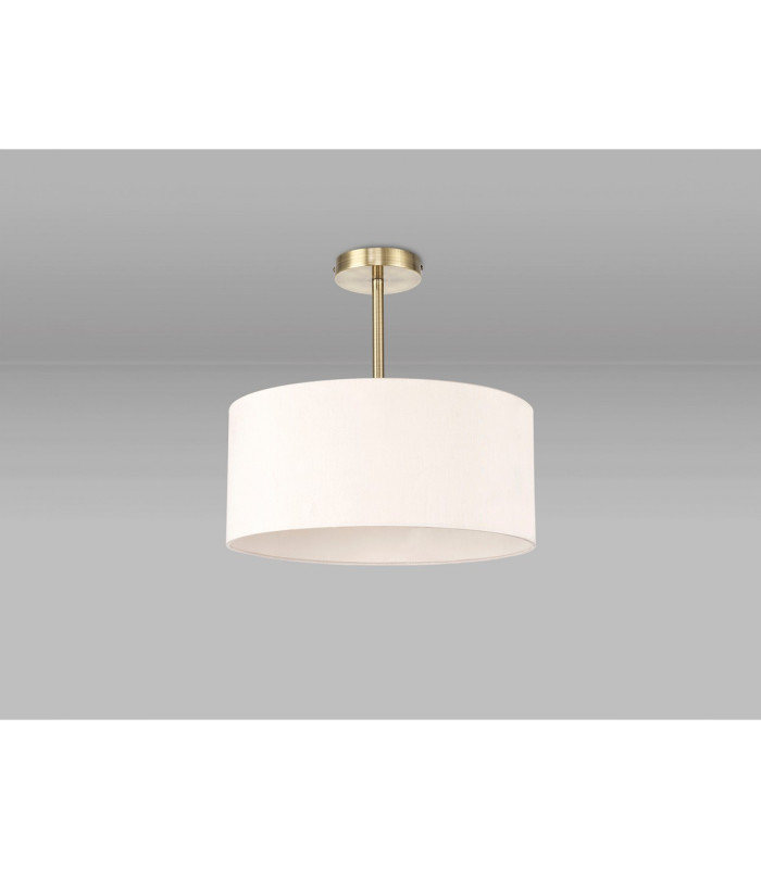 Baymont Antique Brass E27 Semi Flush With 40cm x 18cm Dual Faux Silk Shade Nude Beige/Moonlight-11