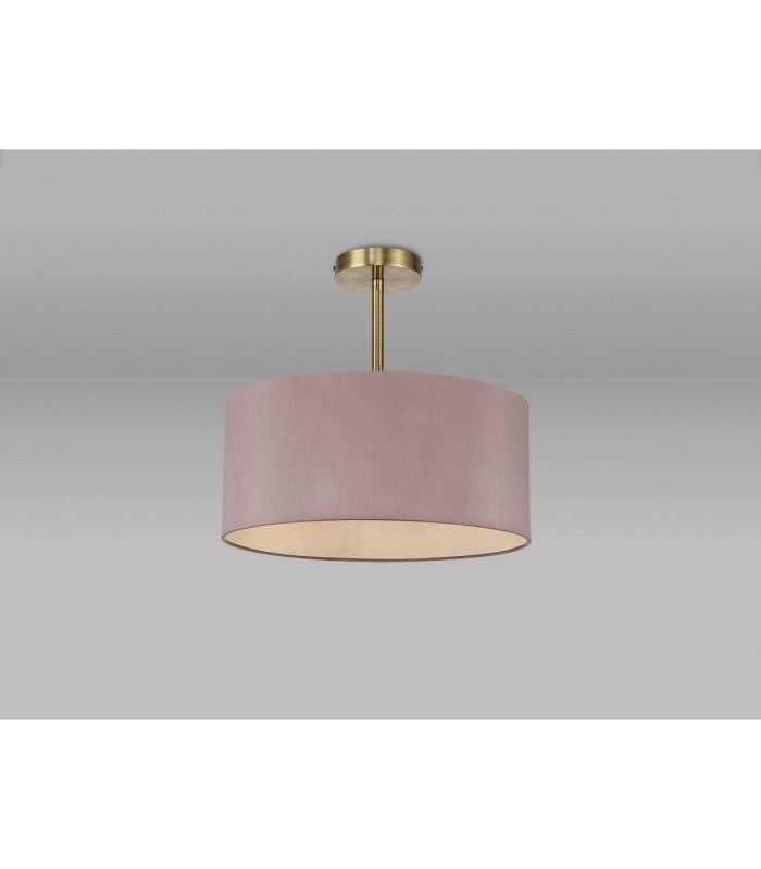 Baymont Antique Brass E27 Semi Flush With 40cm x 18cm Dual Faux Silk Shade Taupe/Halo Gold-11