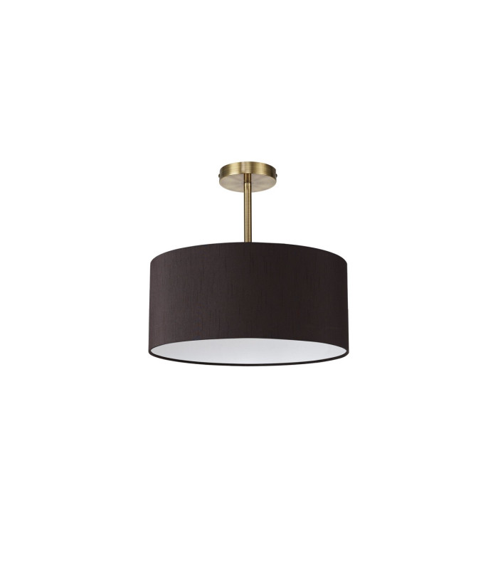 Baymont Antique Brass E27 Semi Flush With 40cm x 18cm Faux Silk Shade Black/White Laminate-4