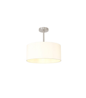 Baymont Satin Nickel E27 Semi Flush With 40cm x 18cm Faux Silk Shade Ivory Pearl/White Laminate-1