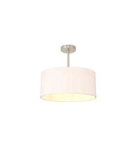 Baymont Satin Nickel E27 Semi Flush With 40cm x 18cm Dual Faux Silk Shade Nude Beige/Moonlight-1