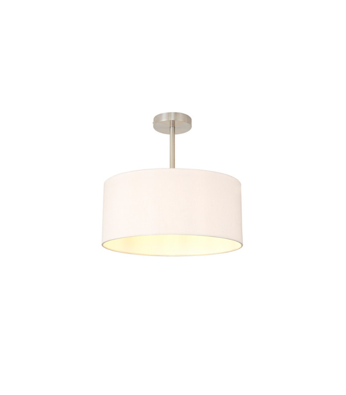 Baymont Satin Nickel E27 Semi Flush With 40cm x 18cm Dual Faux Silk Shade Nude Beige/Moonlight-1