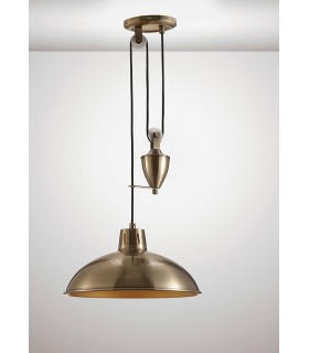 Pulley System Dome Ceiling Pendant E27 Antique Brass - 2