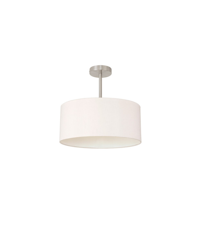 Baymont Satin Nickel E27 Semi Flush With 40cm x 18cm Dual Faux Silk Shade Nude Beige/Moonlight-4