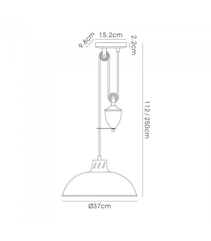 Pulley System Dome Ceiling Pendant E27 Antique Brass - 3