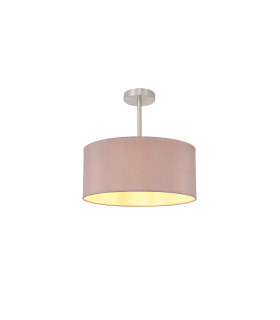 Baymont Satin Nickel E27 Semi Flush With 40cm x 18cm Dual Faux Silk Shade Taupe/Halo Gold-1