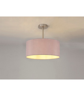 Baymont Satin Nickel E27 Semi Flush With 40cm x 18cm Dual Faux Silk Shade Taupe/Halo Gold-2