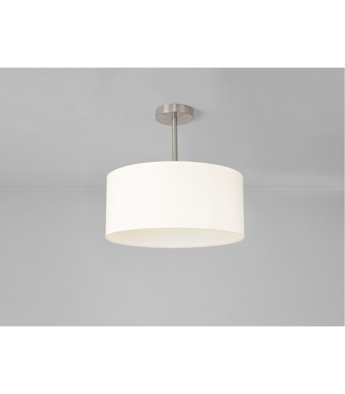 Baymont Satin Nickel E27 Semi Flush With 40cm x 18cm Faux Silk Shade Ivory Pearl/White Laminate-11