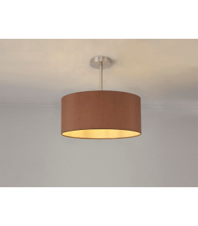 Baymont Satin Nickel E27 Semi Flush With 40cm x 18cm Dual Faux Silk Shade Raw Cocoa/Grecian Bronze-2