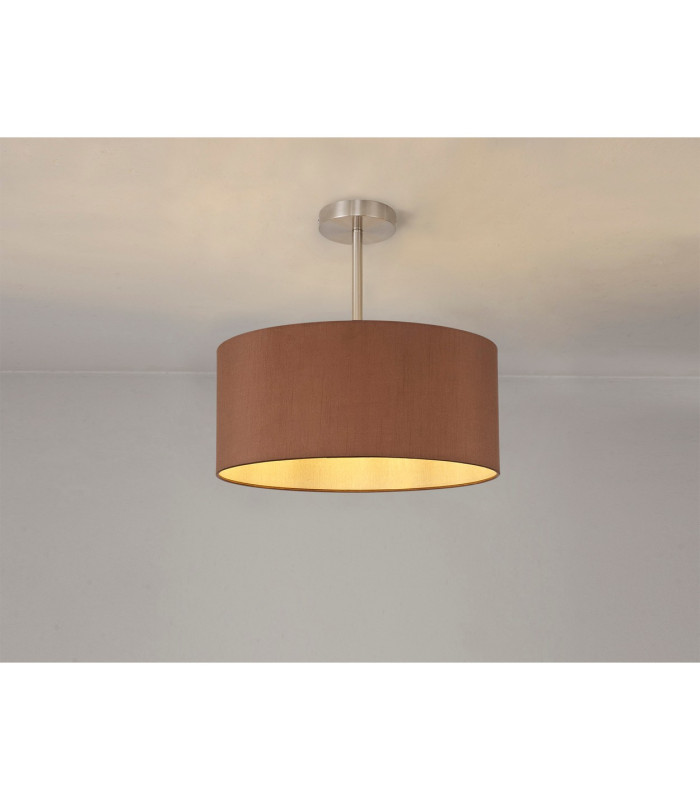Baymont Satin Nickel E27 Semi Flush With 40cm x 18cm Dual Faux Silk Shade Raw Cocoa/Grecian Bronze-2
