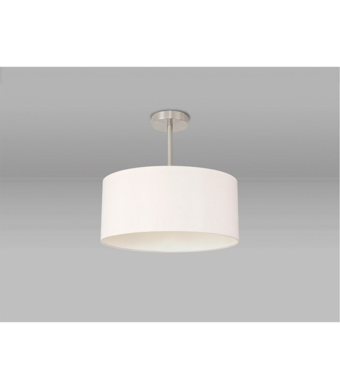 Baymont Satin Nickel E27 Semi Flush With 40cm x 18cm Dual Faux Silk Shade Nude Beige/Moonlight-11