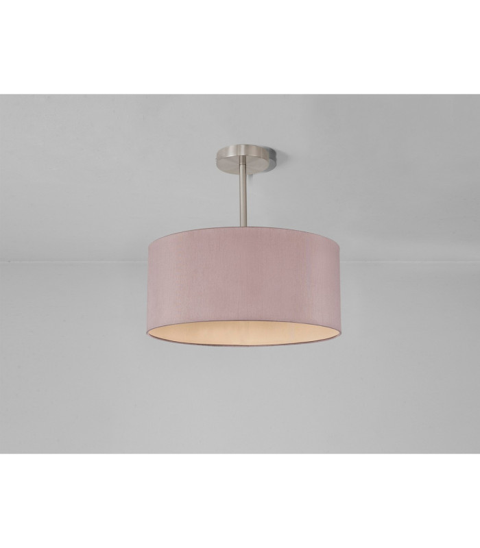 Baymont Satin Nickel E27 Semi Flush With 40cm x 18cm Dual Faux Silk Shade Taupe/Halo Gold-11