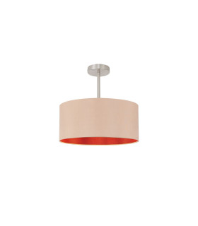 Baymont Satin Nickel E27 Semi Flush With 40cm x 18cm Dual Faux Silk Shade Antique Gold/Ruby-1