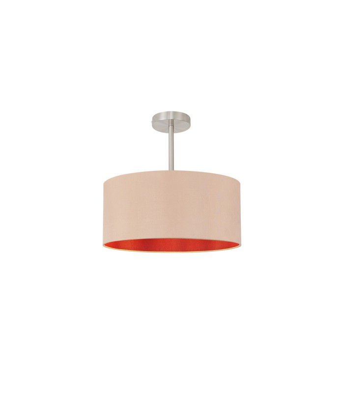 Baymont Satin Nickel E27 Semi Flush With 40cm x 18cm Dual Faux Silk Shade Antique Gold/Ruby-1