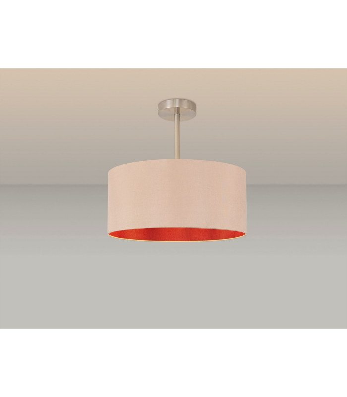 Baymont Satin Nickel E27 Semi Flush With 40cm x 18cm Dual Faux Silk Shade Antique Gold/Ruby-2