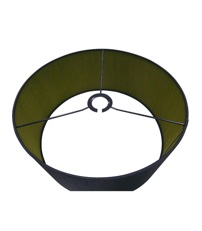 Baymont Satin Nickel E27 Semi Flush With 40cm x 18cm Dual Faux Silk Shade Midnight Black/Green Olive-8