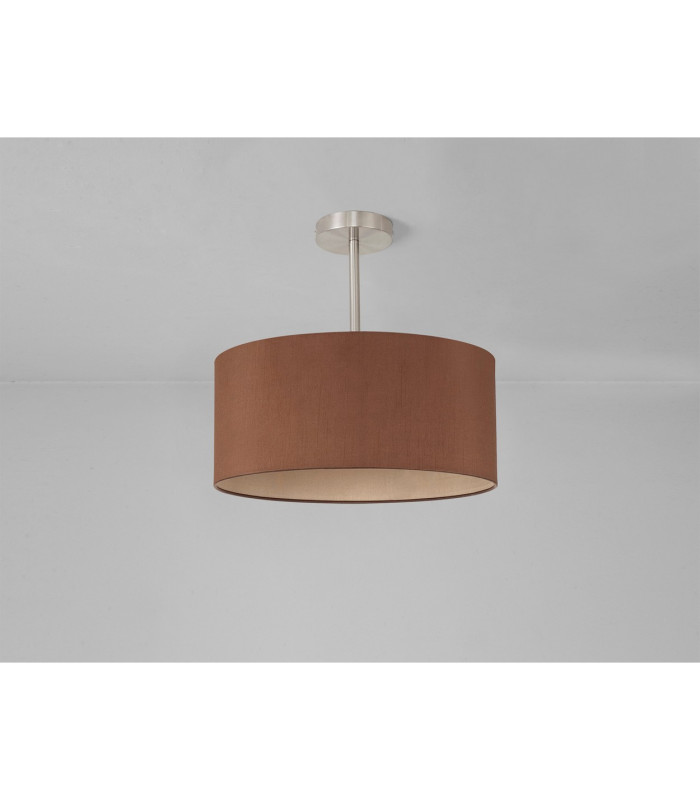 Baymont Satin Nickel E27 Semi Flush With 40cm x 18cm Dual Faux Silk Shade Raw Cocoa/Grecian Bronze-11