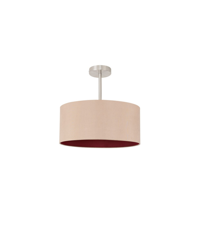 Baymont Satin Nickel E27 Semi Flush With 40cm x 18cm Dual Faux Silk Shade Antique Gold/Ruby-4