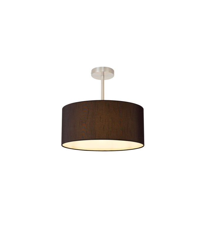 Baymont Satin Nickel E27 Semi Flush With 40cm x 18cm Faux Silk Shade Black/White Laminate-1