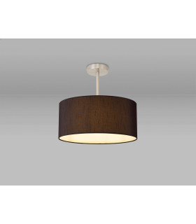 Baymont Satin Nickel E27 Semi Flush With 40cm x 18cm Faux Silk Shade Black/White Laminate-2