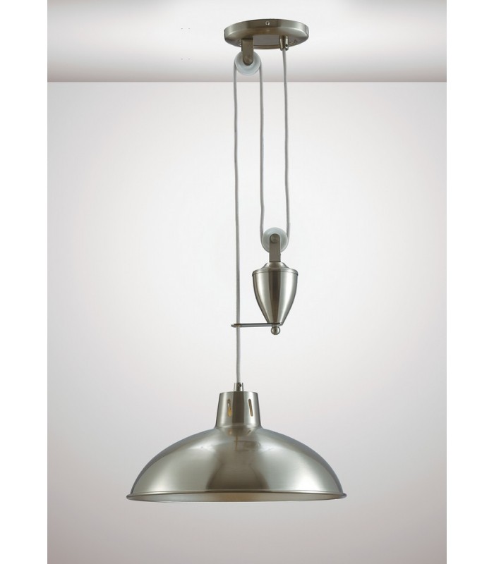 Pulley System Dome Ceiling Pendant E27 Satin Nickel - 2