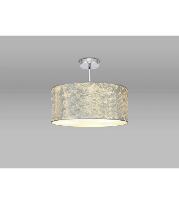 Baymont Polished Chrome E27 Semi Flush Fixture With 40cm x 18cm Silver Leaf Shade-2