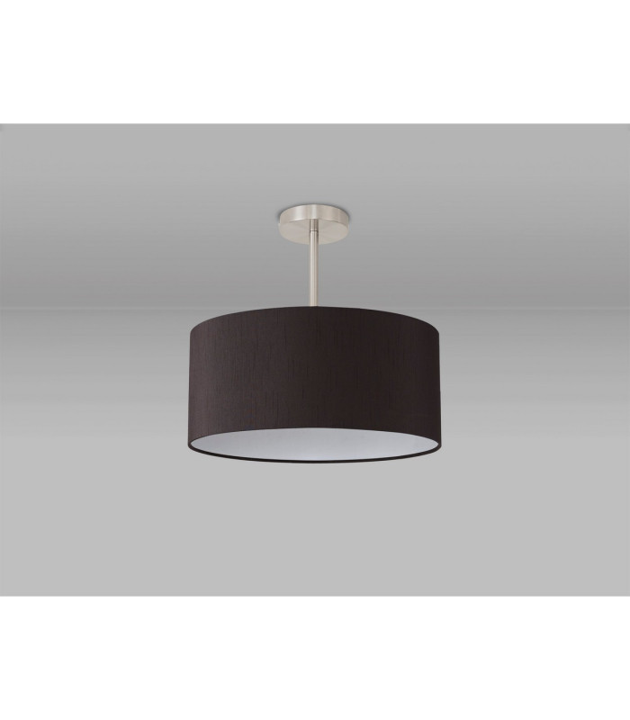 Baymont Satin Nickel E27 Semi Flush With 40cm x 18cm Faux Silk Shade Black/White Laminate-11