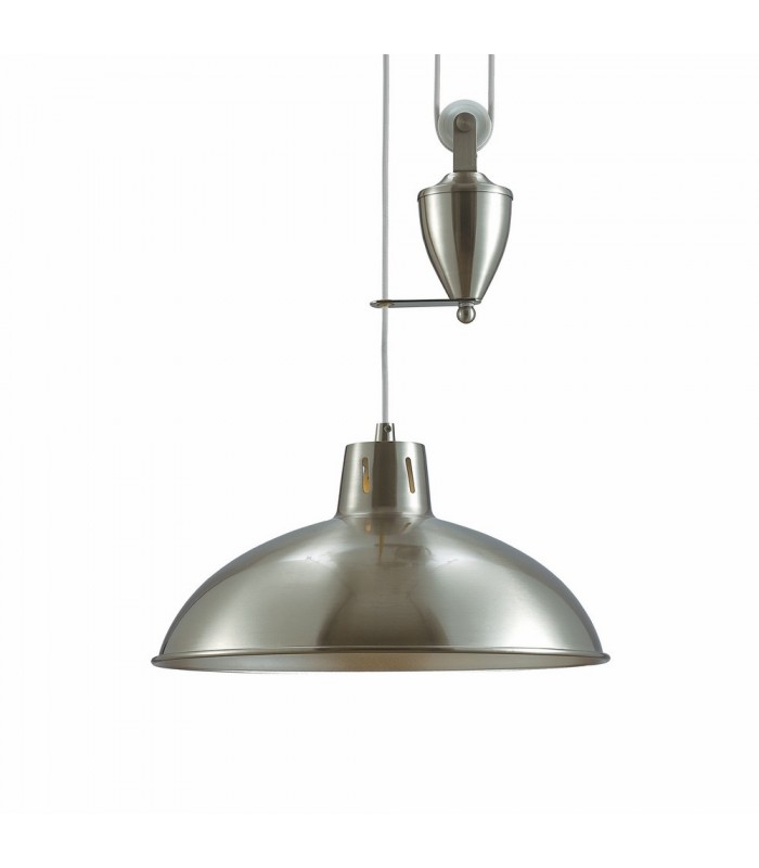 Pulley System Dome Ceiling Pendant E27 Satin Nickel - 4