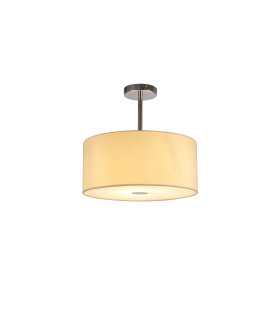 Baymont Polished Chrome E27 Semi Flush With 40cm x 18cm Faux Silk Shade Ivory Pearl/White Laminate-1