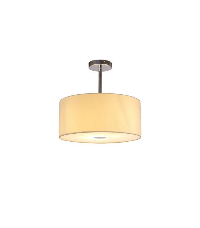 Baymont Polished Chrome E27 Semi Flush With 40cm x 18cm Faux Silk Shade Ivory Pearl/White Laminate-1