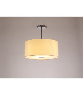 Baymont Polished Chrome E27 Semi Flush With 40cm x 18cm Faux Silk Shade Ivory Pearl/White Laminate-2
