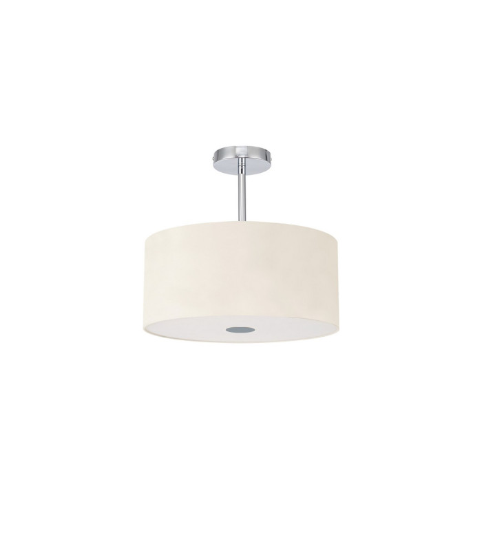 Baymont Polished Chrome E27 Semi Flush With 40cm x 18cm Faux Silk Shade Ivory Pearl/White Laminate-4