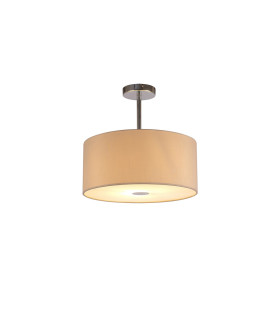 Baymont Polished Chrome E27 Semi Flush With 40cm x 18cm Dual Faux Silk Shade Nude Beige/Moonlight-1